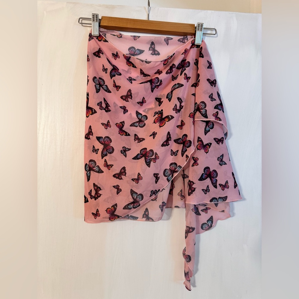 Wildfox Pink Black Asymmetrical Wrap Midi Coverup